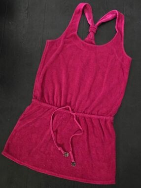 Juicy Couture Hot Pink Terrycloth Knotted-Back Mini Dress